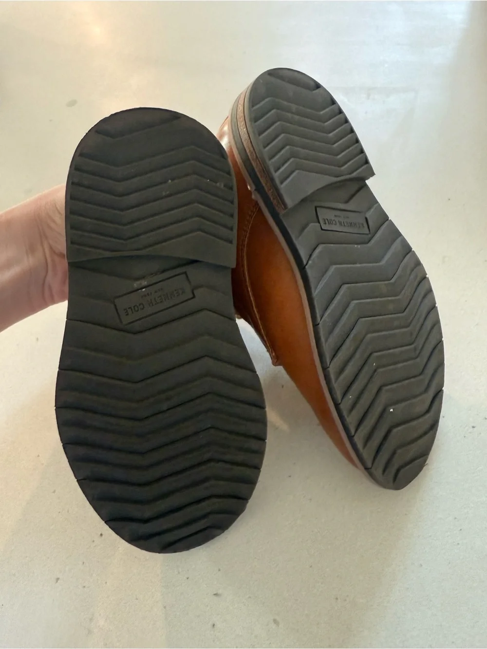 Kenneth Cole New York Tan Brown Leather Kids Lace-Up Shoes